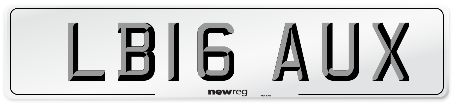 LB16 AUX Number Plate from New Reg